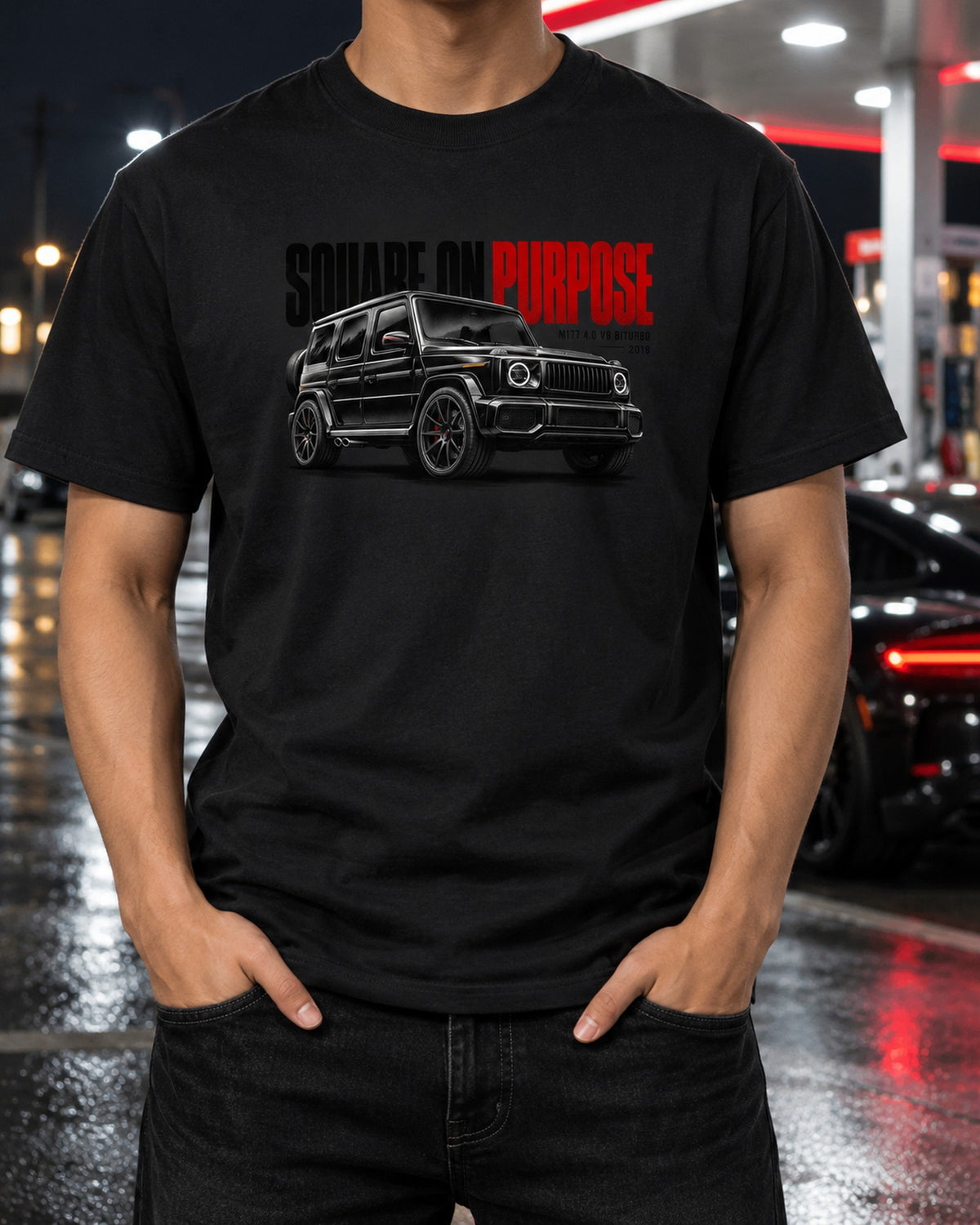 Mercedes-AMG G63 W464 Square On Purpose Halftone Tee T-Shirt Black worn hero