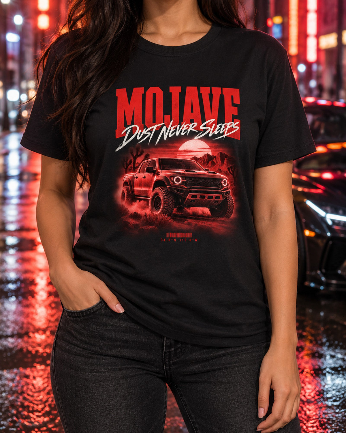 Jeep Gladiator JT Mojave Street Poster print Shirt T-Shirt Black worn hero