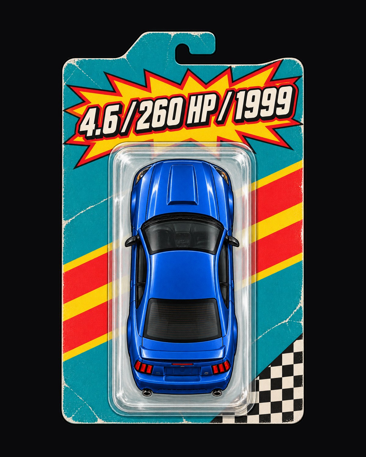 1999-2004 New Edge Mustang Coupe Toy Blister Card Shirt design only