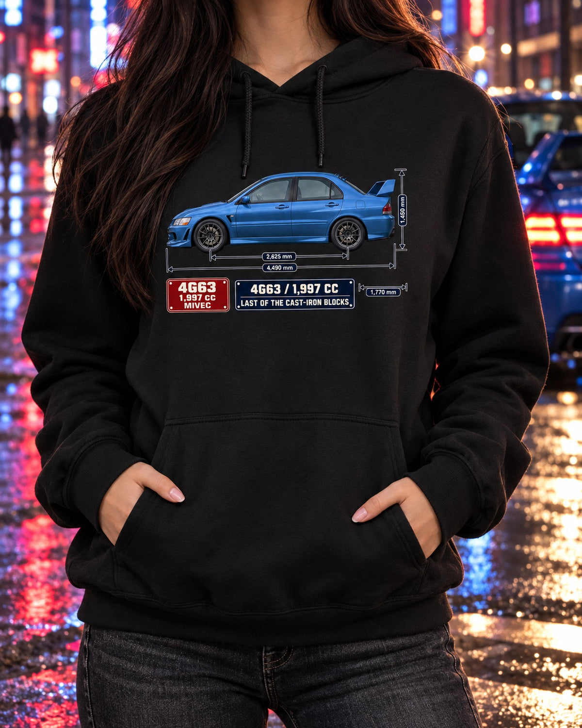 Lancer Evolution IX MR Blueprint Shirt, 4G63 Car Guy Gift Pull Over Hoodie Black worn hero