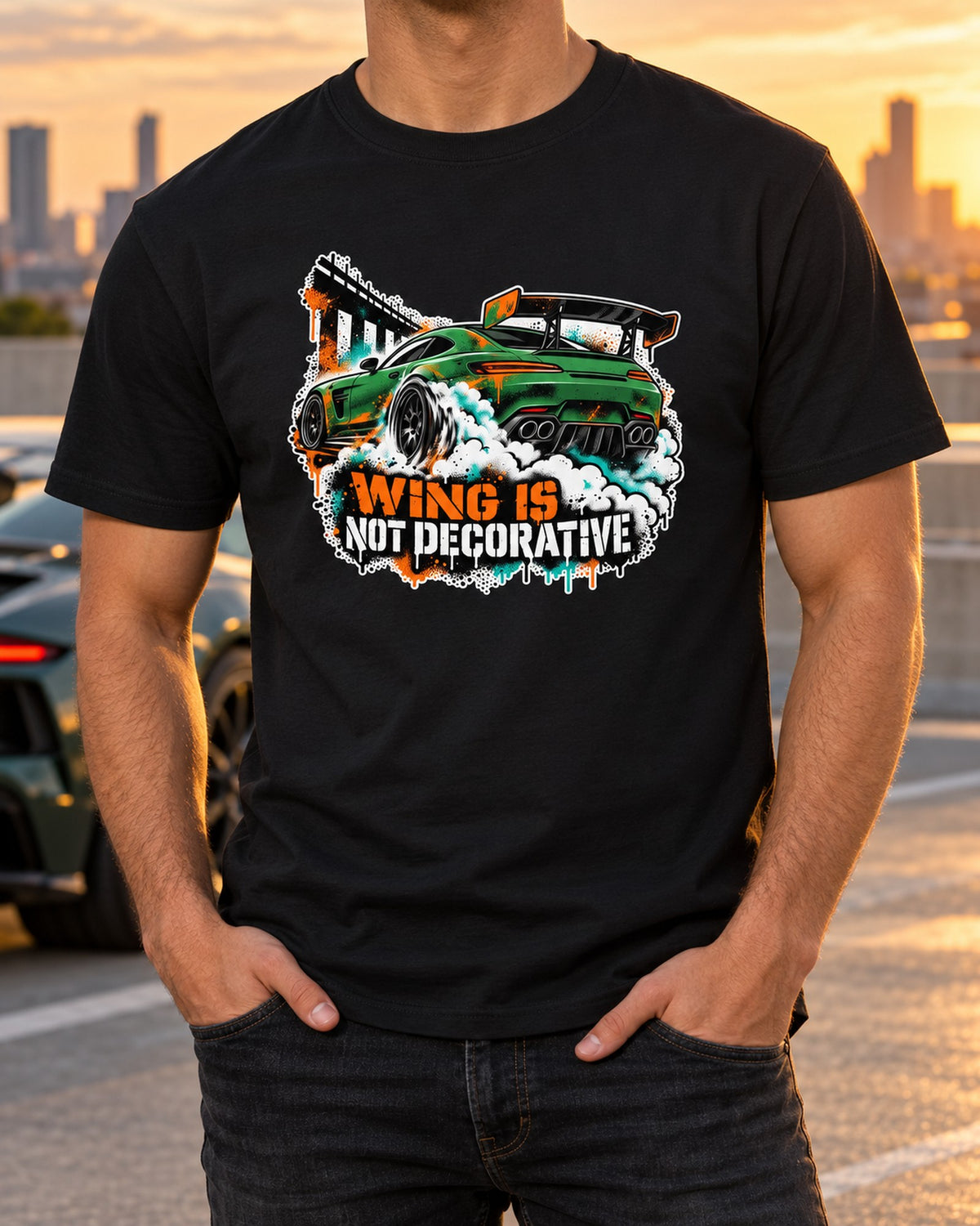 Mercedes AMG GT R C190 Garage Risograph Track Day Shirt T-Shirt Black worn hero