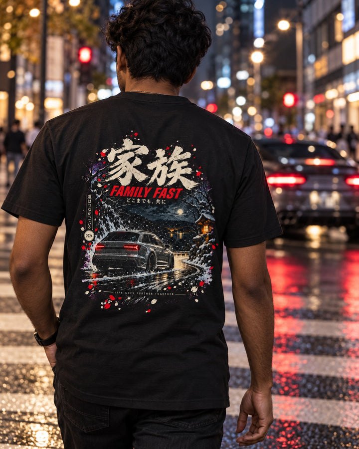 Audi RS6 Avant Family Fast Shirt, Hoodie & More T-Shirt Black worn hero