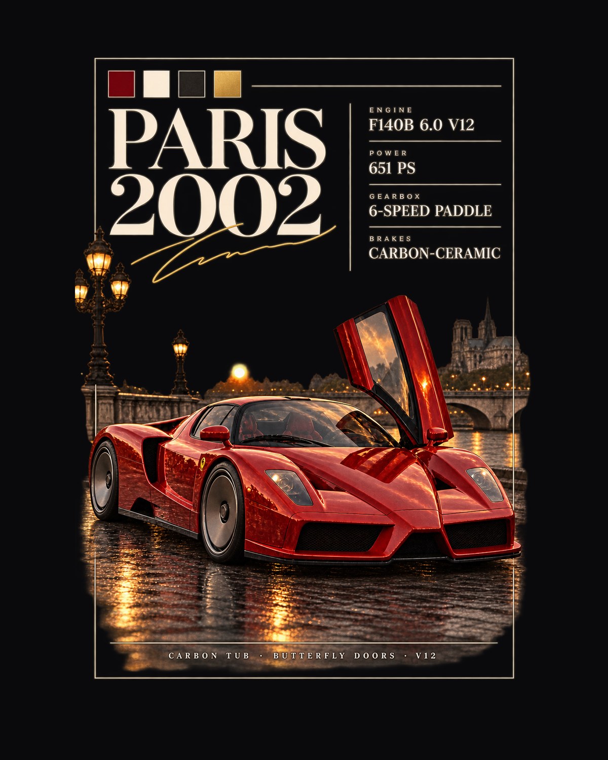 Ferrari Enzo Paris 2002 Archive Panel Shirt, F140B V12 Gift design only