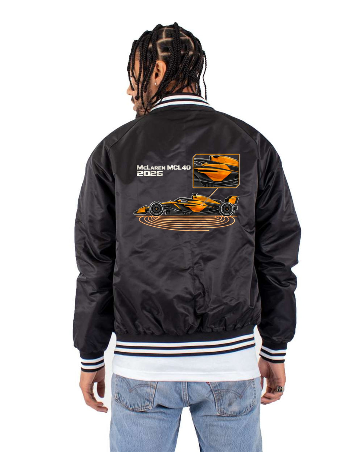 McLaren MCL40 F1 2026 Sidepod Flow Shirt, Formula 1 Fan Tee Bomber Jacket Black back