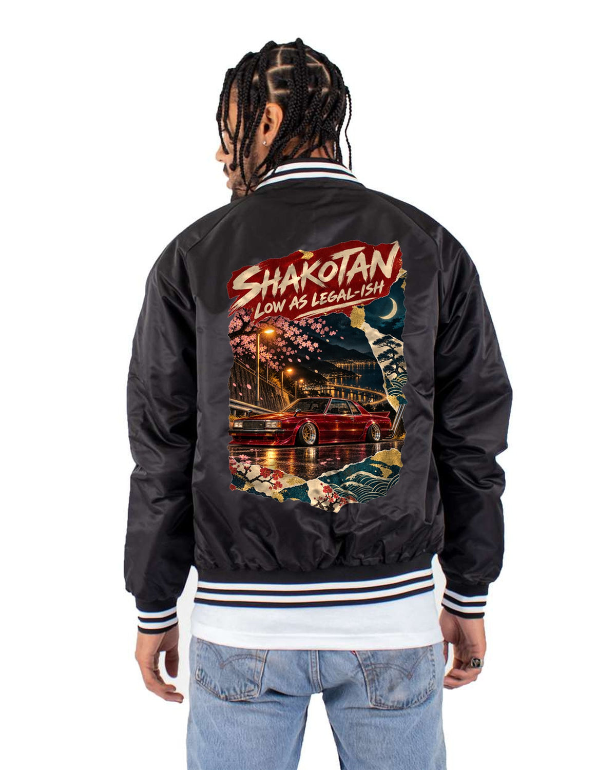 Kaido Racer Daikoku 2AM Shirt, Japanese Poster Collage Tee Bomber Jacket Black back