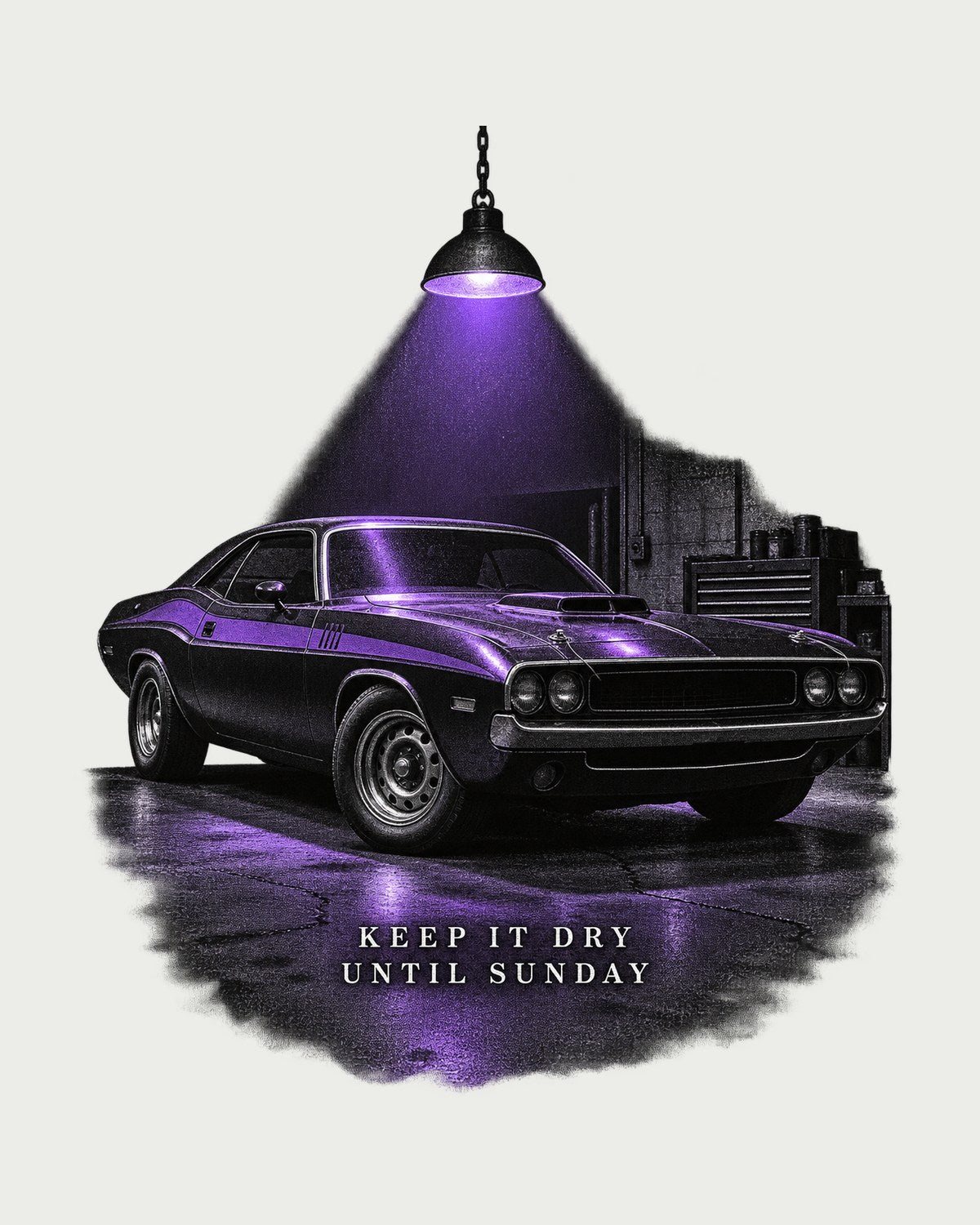 Plum Crazy 1970 Challenger R/T Garage Night Shirt, Sunday Rule design only