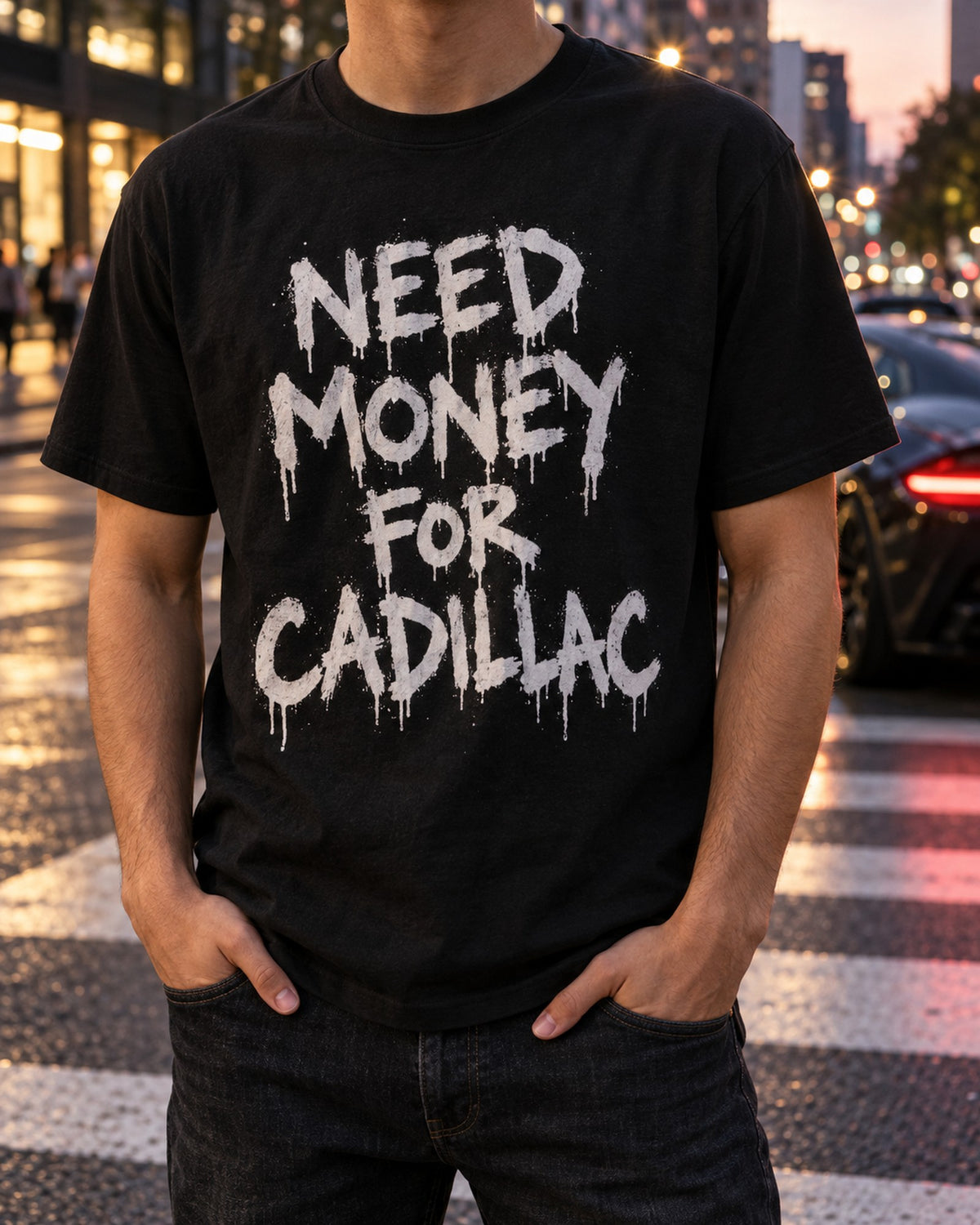 Need Money For Cadillac Shirt, Funny Car Guy Tee T-Shirt Black worn hero