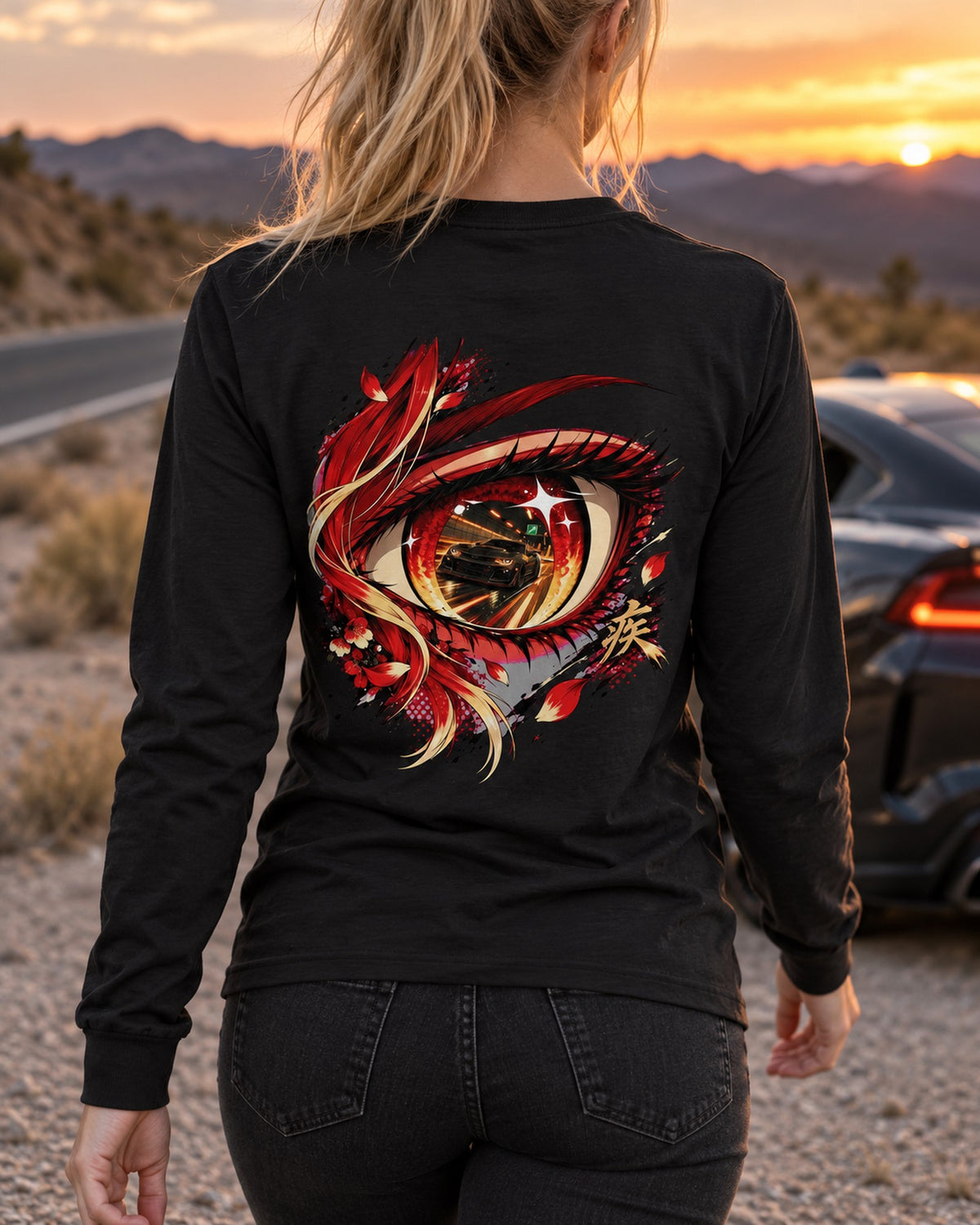 Chevrolet Camaro ZL1 1LE Anime Girl Shirt, Hoodie & More Long Sleeve Black worn hero