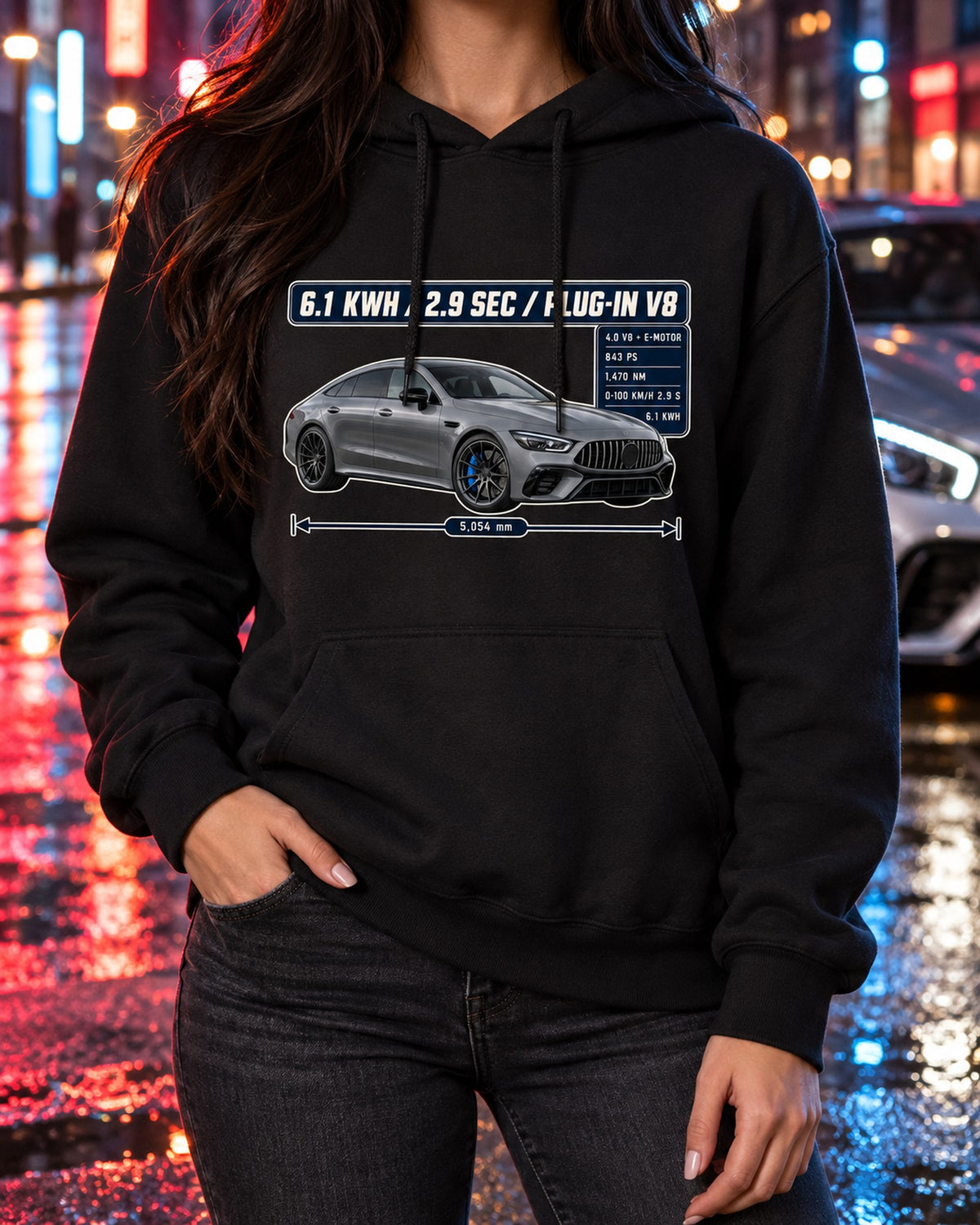 Mercedes-AMG GT 63 S E Performance 2022+ Spec Poster Hoodie or Tee Pull Over Hoodie Black worn hero
