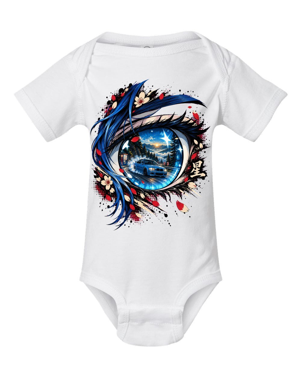 BMW M3 E46 Anime Girl Baby Onesie White front