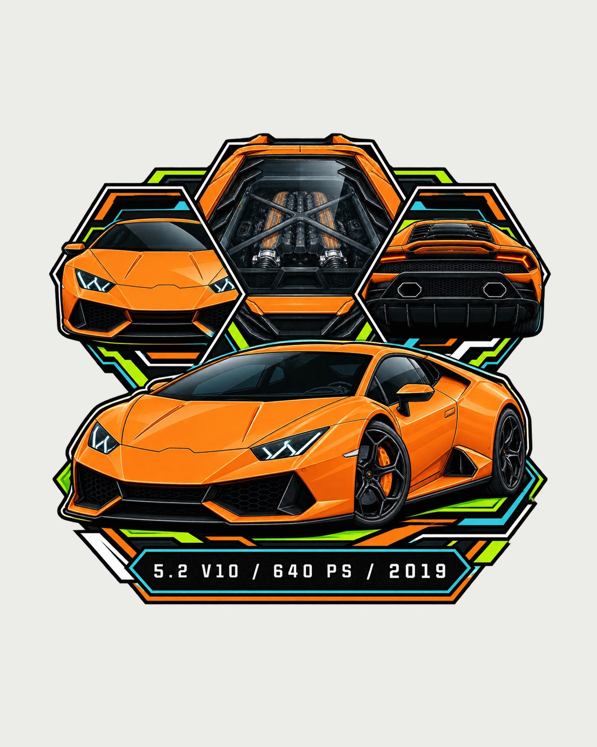 Lamborghini Huracan Evo LP640-4 Spec Plate Shirt, 5.2 V10 design only