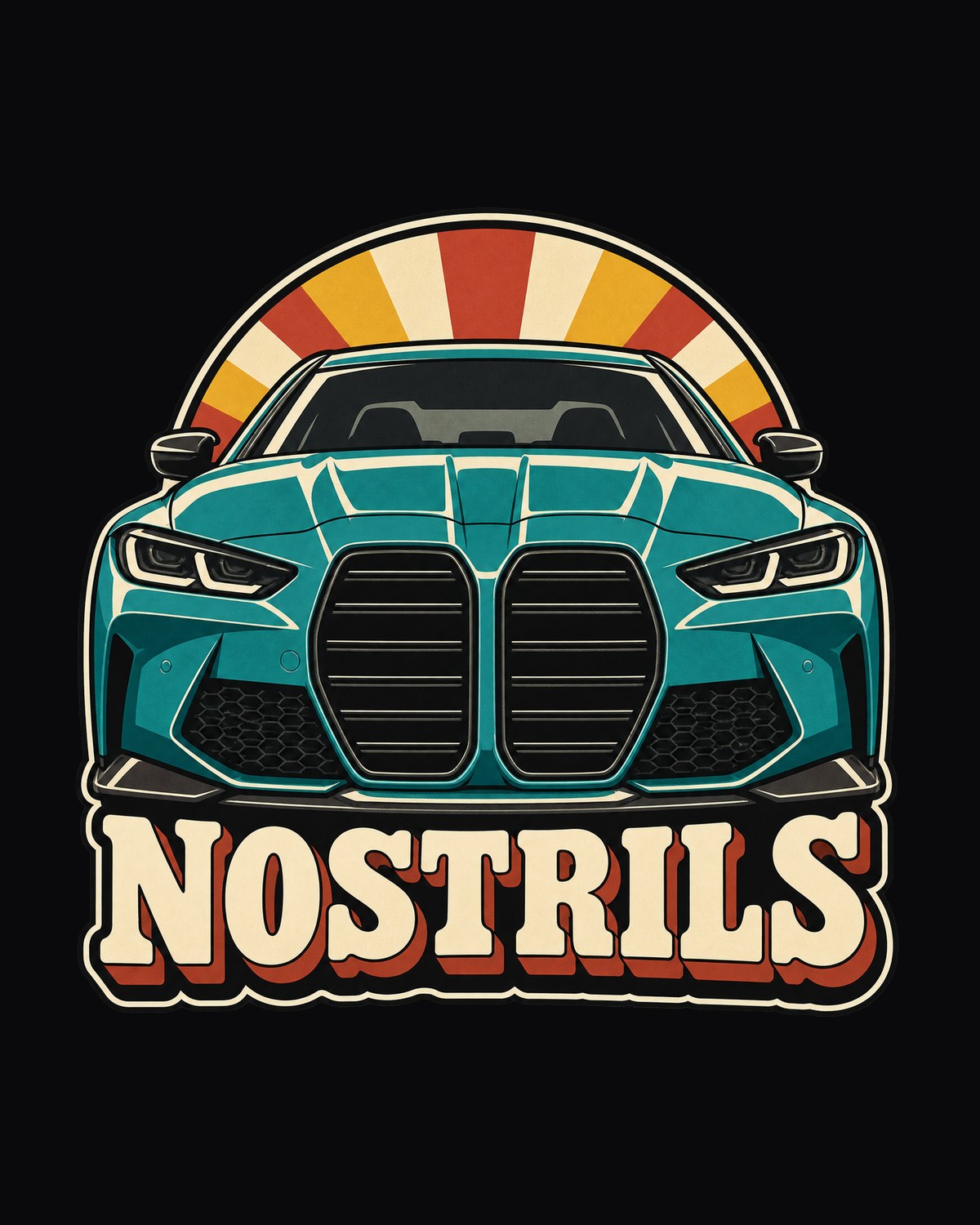 BMW G80 M3 Retro Magazine Ad Tee, Nostrils print design only