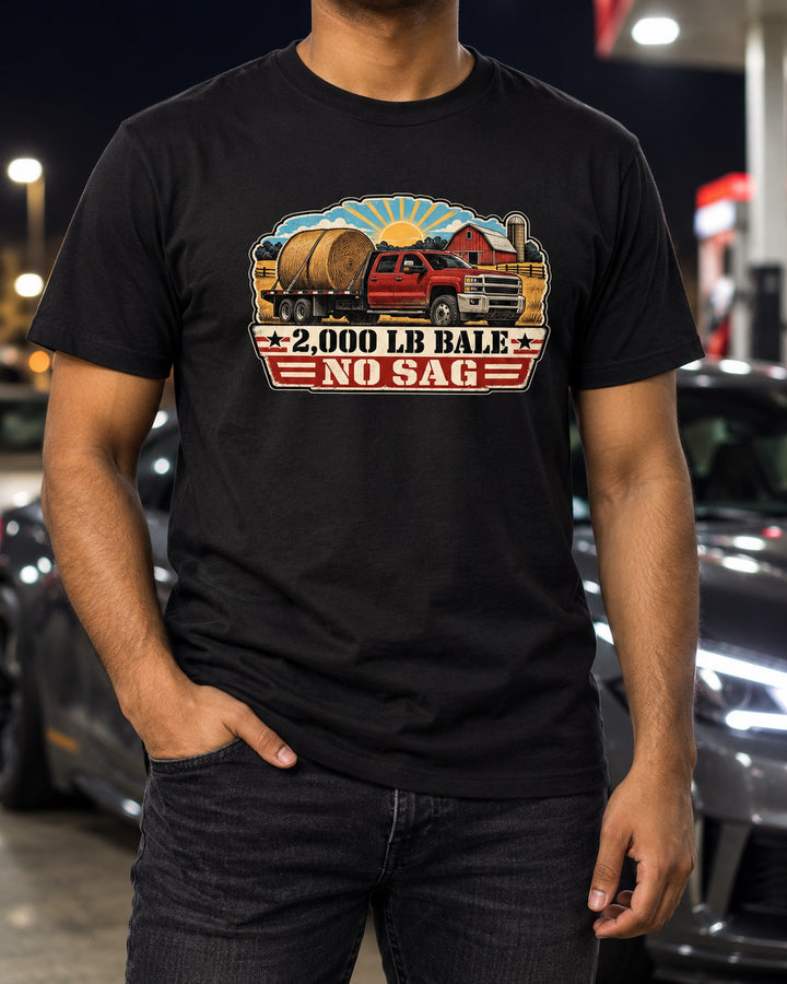 Ram 3500 6.7 Cummins Round Bale Hauler Distressed Americana Tee T-Shirt Black worn hero