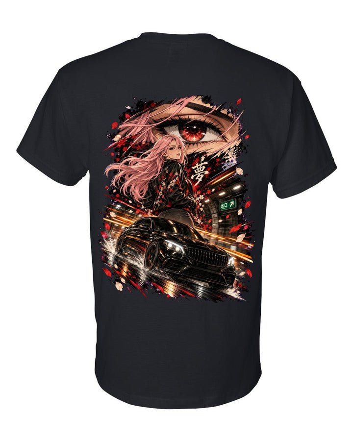 Mercedes-AMG C63 Anime Girl T-Shirt Black back