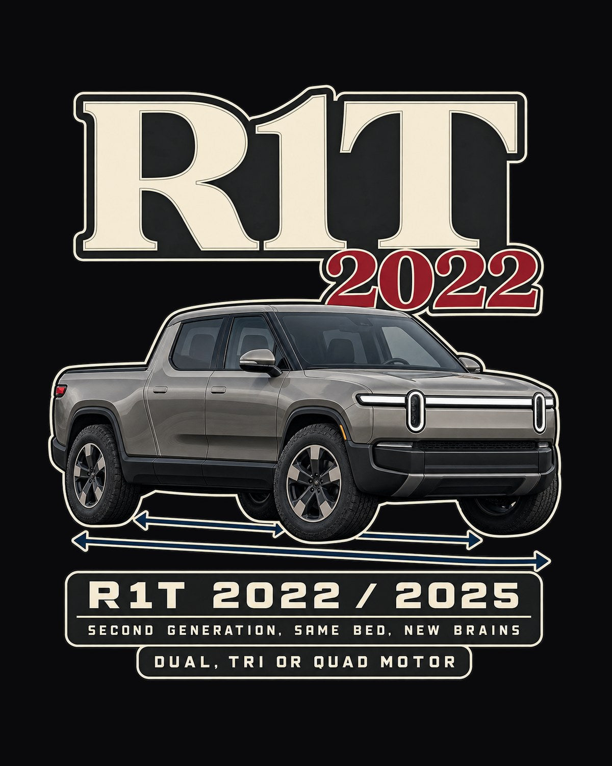 Rivian R1T Gen 2 Archive Panel Shirt, 2022 and 2025 Trucks design only