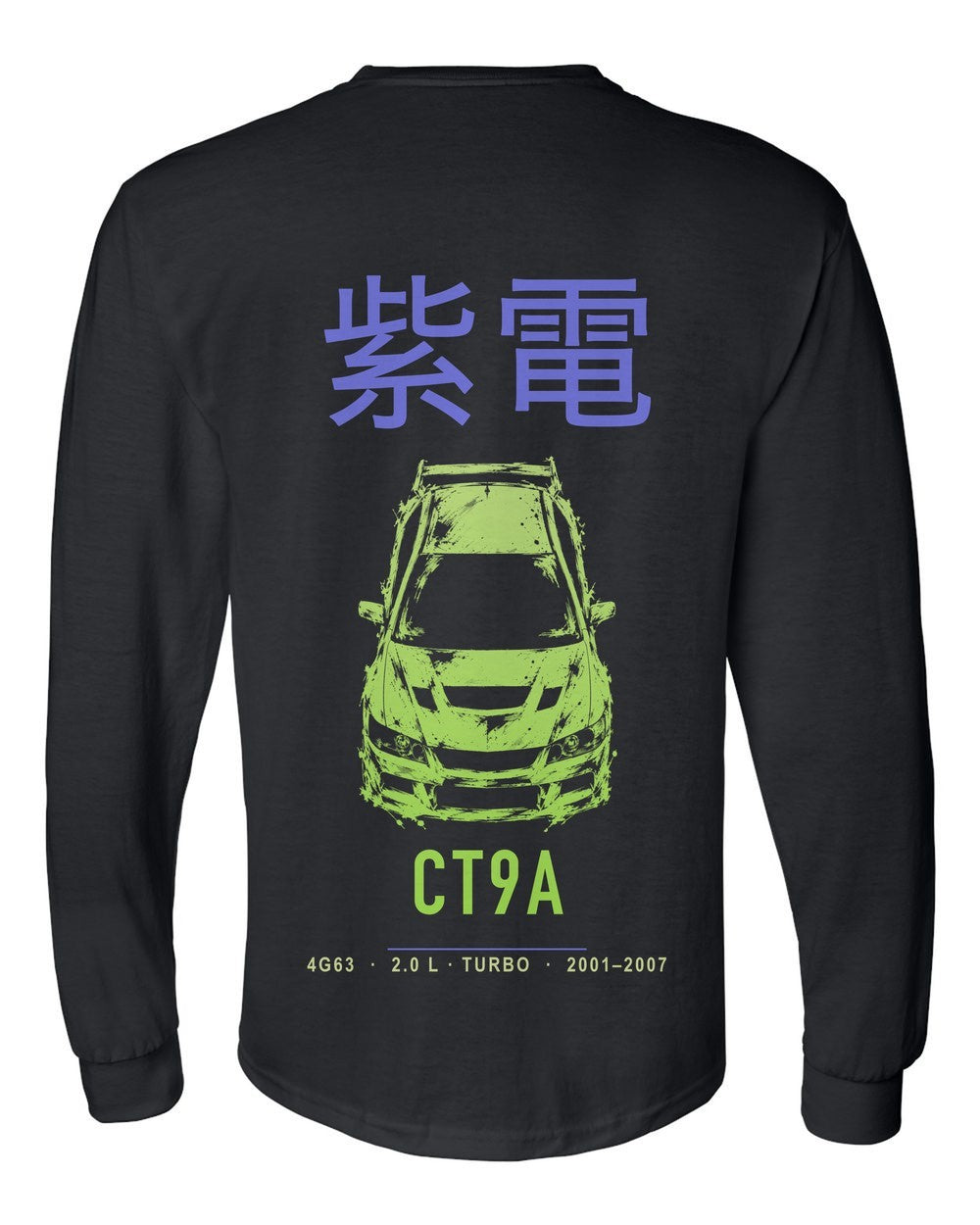 CT9A full-back artwork black long sleeve back view with the design