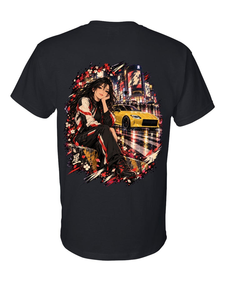 Nissan Z RZ34 Anime Girl T-Shirt Black back