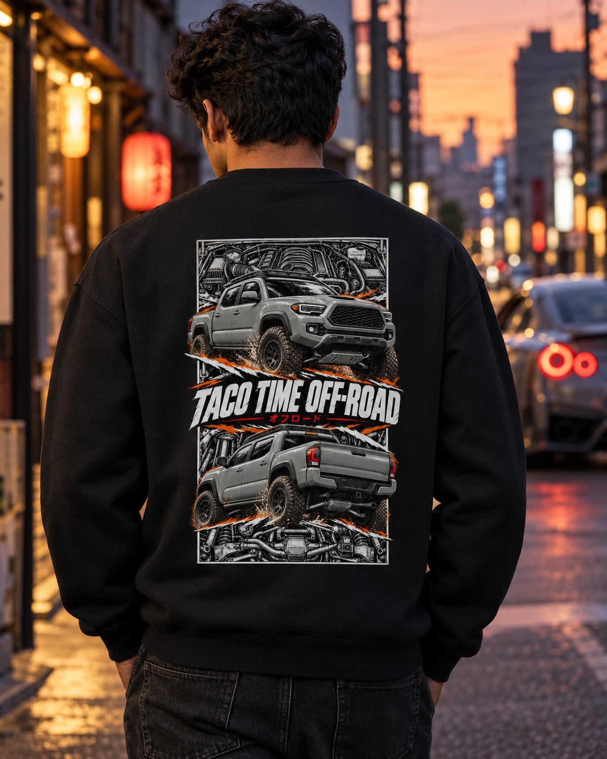 Toyota Tacoma TRD Torn Poster Full-Back Graphic Tee Crewneck Black worn hero