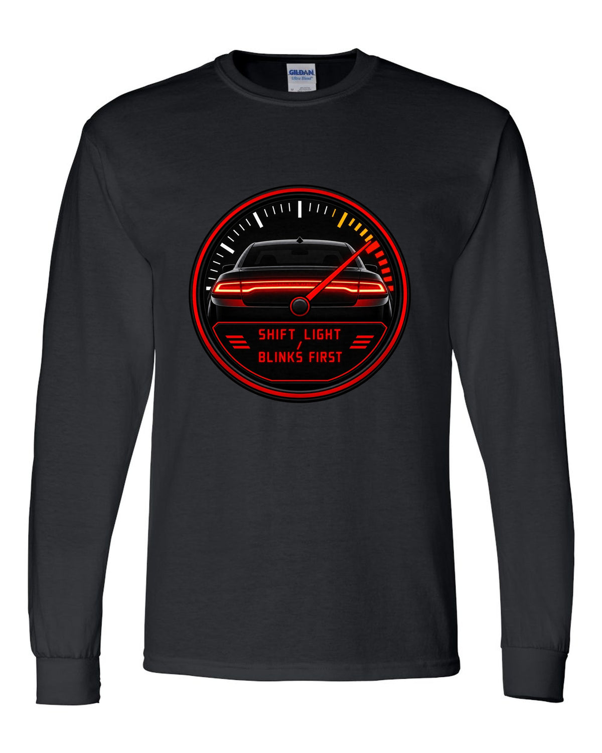 Hyundai Elantra N CN7 gauge-cluster HUD print with shift light blinks first text black long sleeve front view with the design