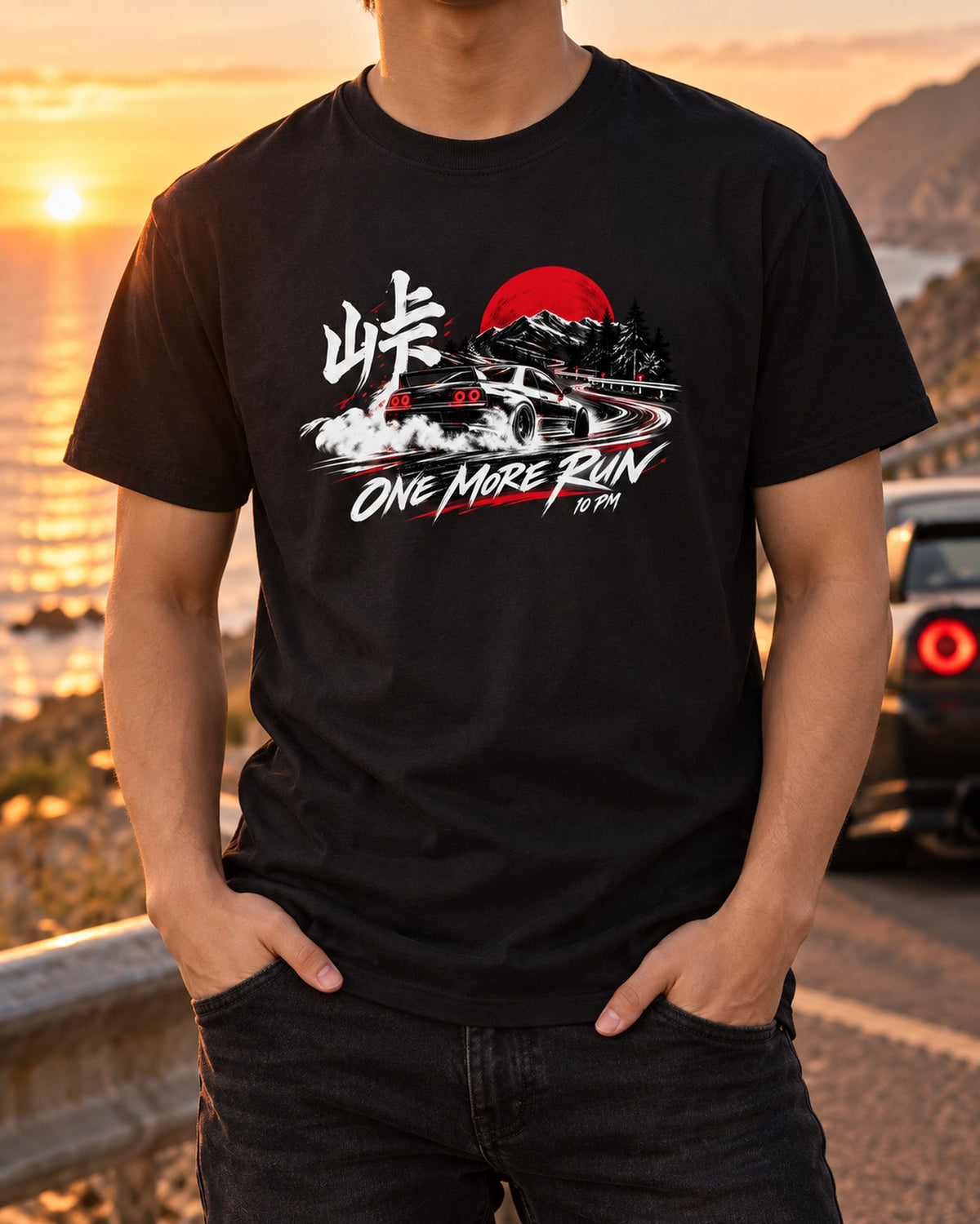 Mazda RX-7 FD3S Touge Night Run Shirt, One More Run 10 PM T-Shirt Black worn hero