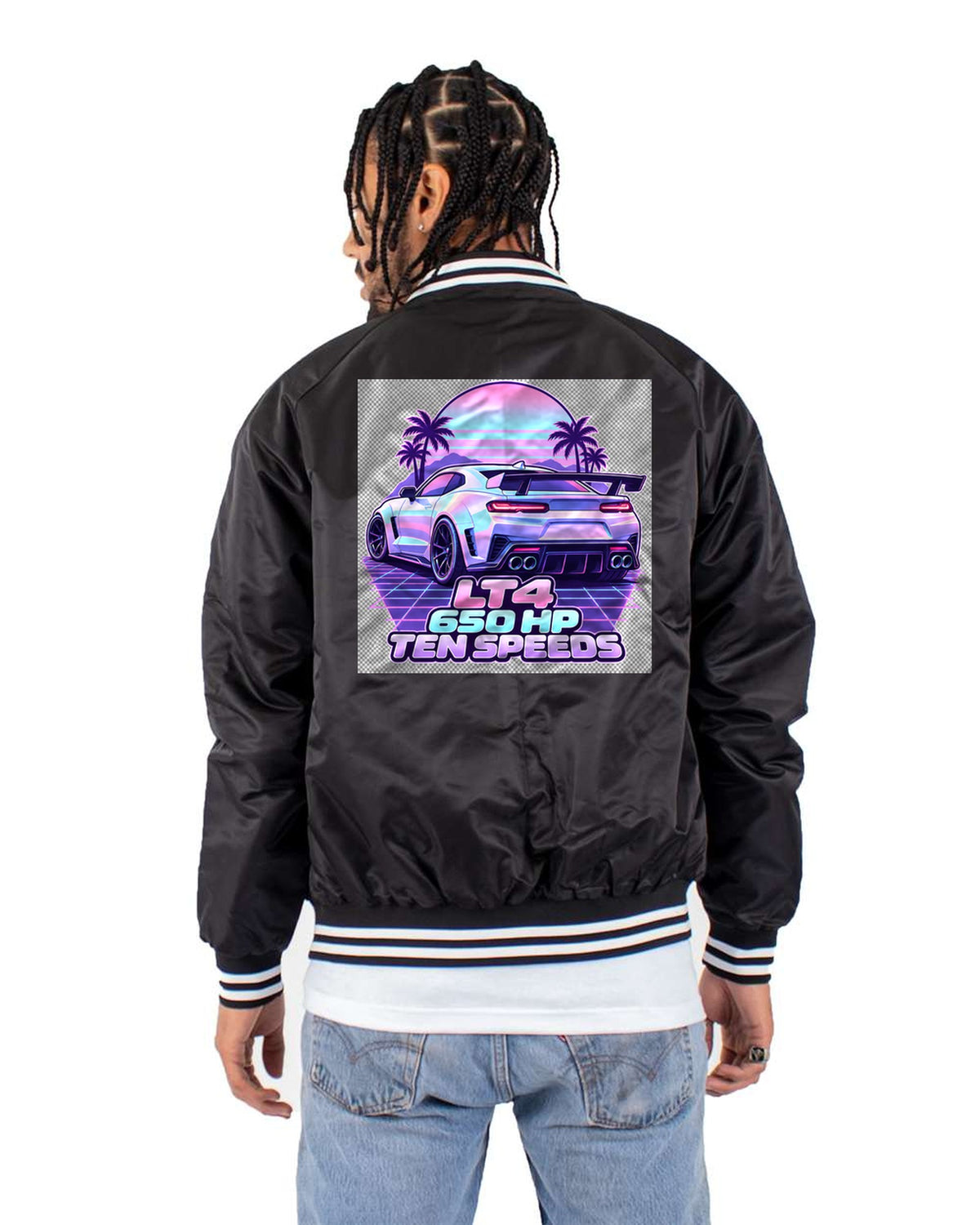Chevrolet Camaro ZL1 2019 LT4 Vaporwave Pastel Wing Tee Bomber Jacket Black back