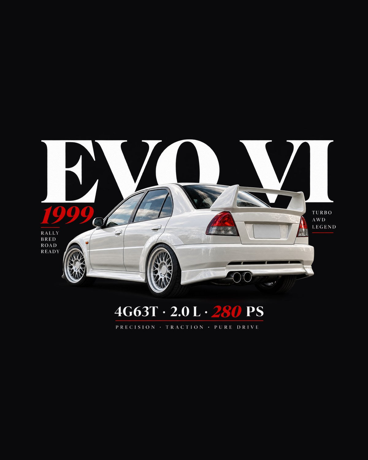 Mitsubishi Lancer Evolution VI TME CP9A Archive Tee, 1999 design only