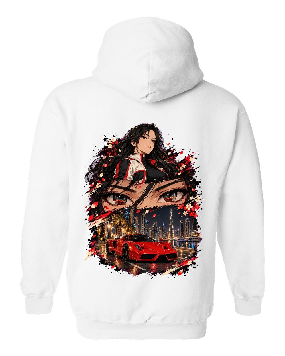 Ferrari Enzo Anime Girl Pull Over Hoodie White back