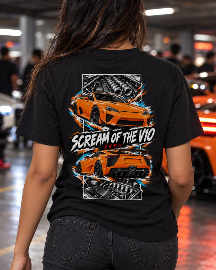 Lexus Lfa Torn Poster Full-Back Graphic Tee T-Shirt Black worn hero
