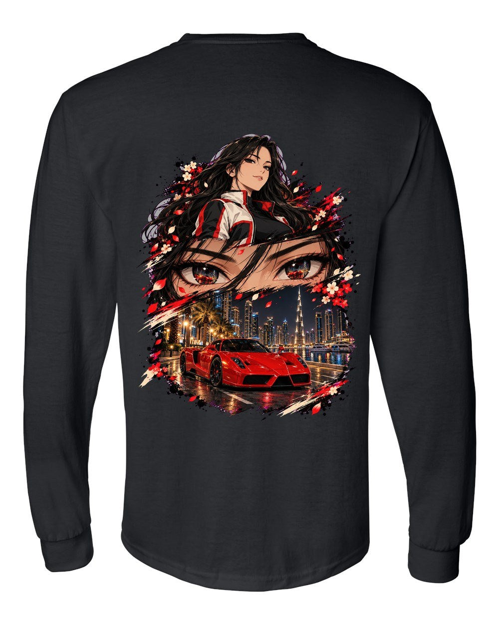 Ferrari Enzo Anime Girl Long Sleeve Black back
