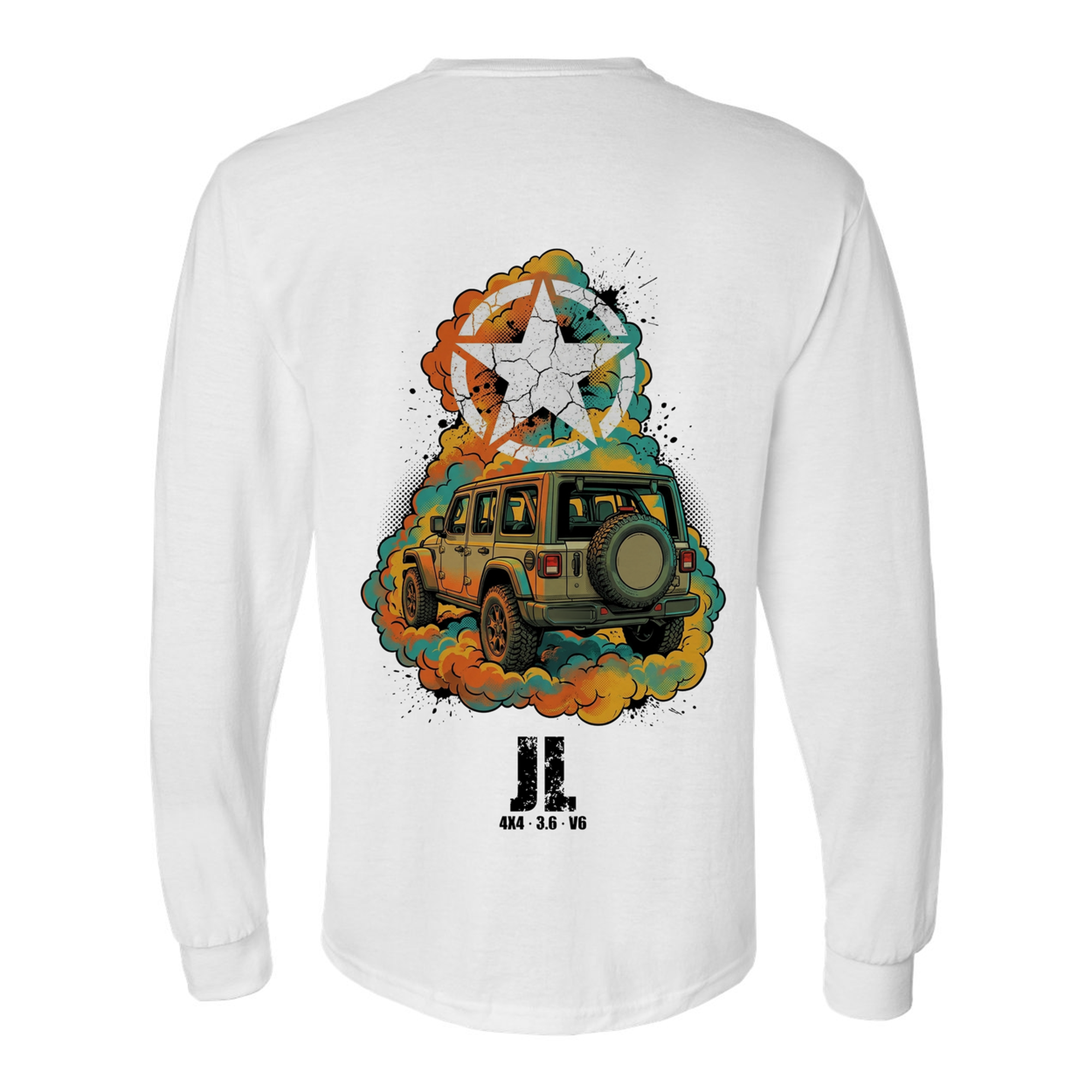 Jeep Wrangler JL Star Long Sleeve T-Shirt — White back