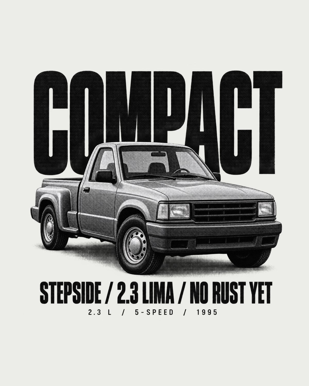 1995 Ford Ranger Stepside Compact Halftone Tee, Classic Truck design only