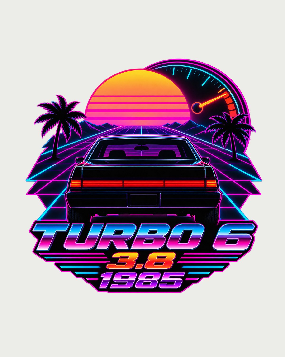 1985 Buick Regal T-Type Taillight Synthwave print Shirt design only