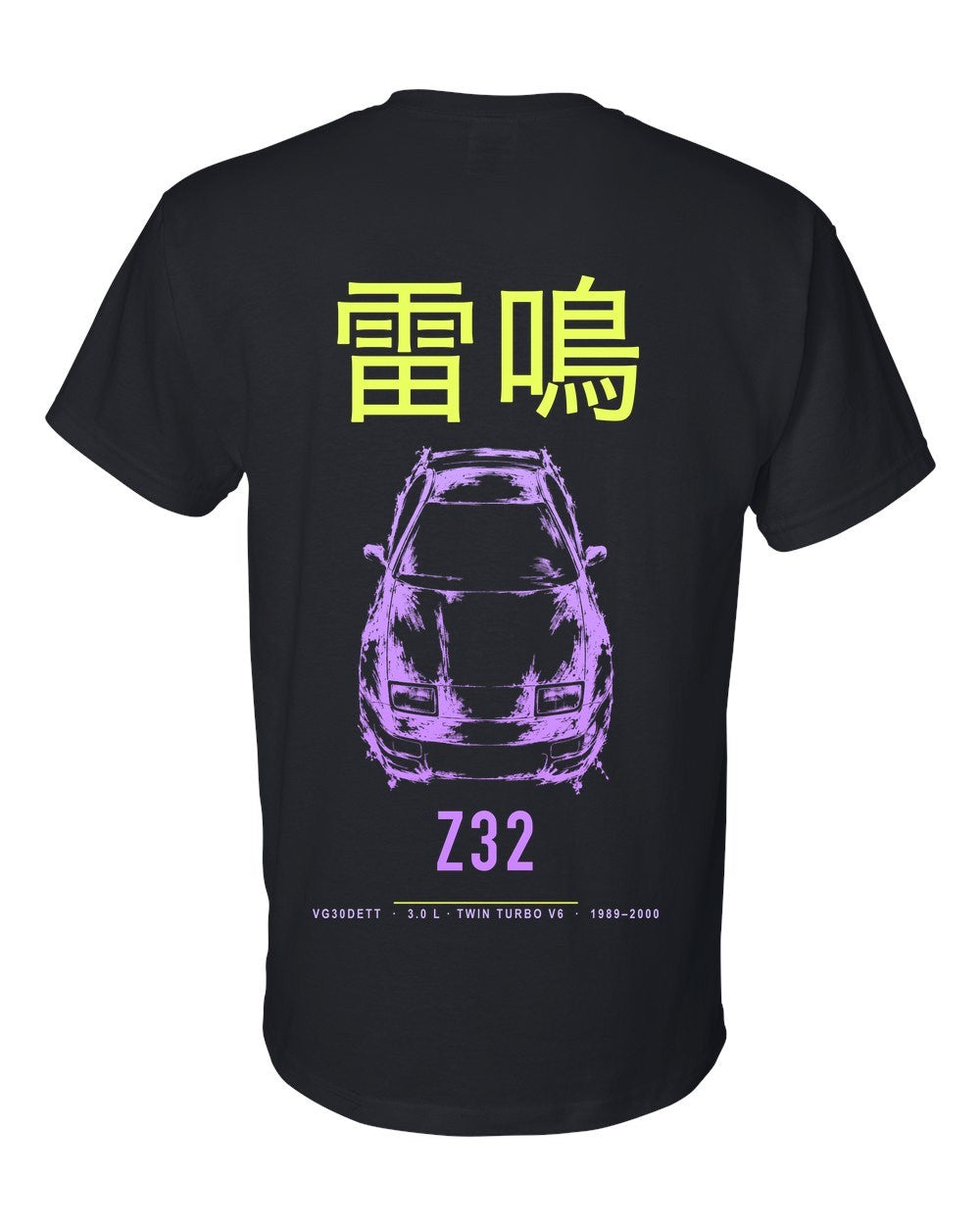 Z32 full-back artwork black t-shirt back view with the design