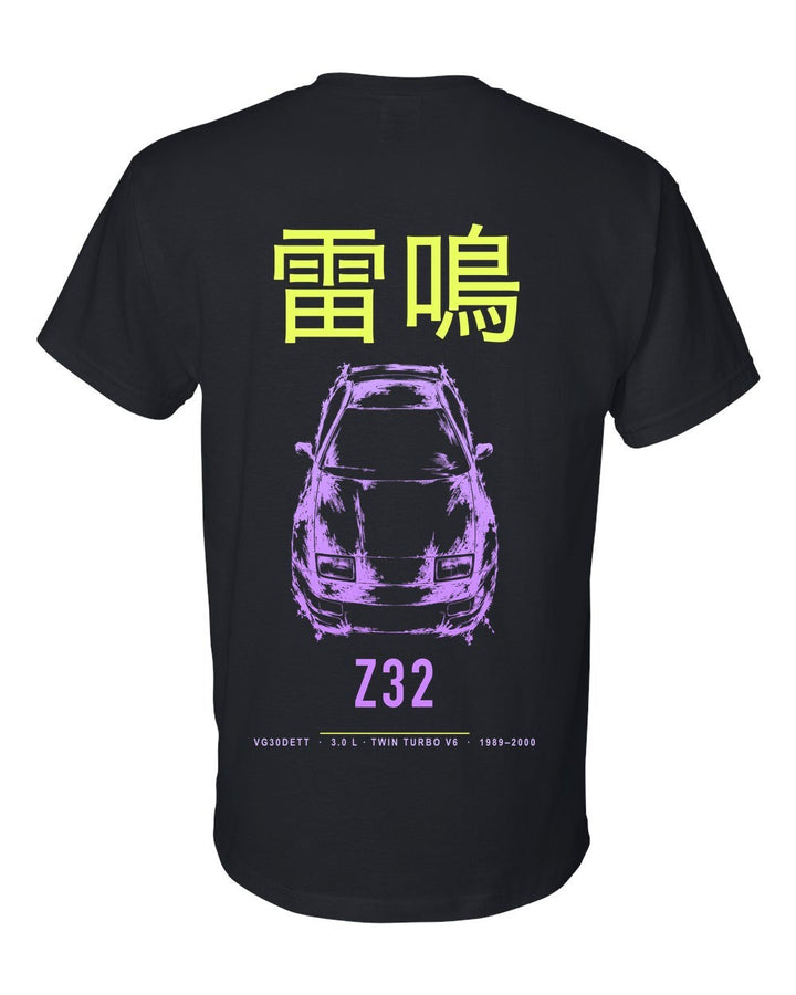 Z32 full-back artwork black t-shirt back view with the design