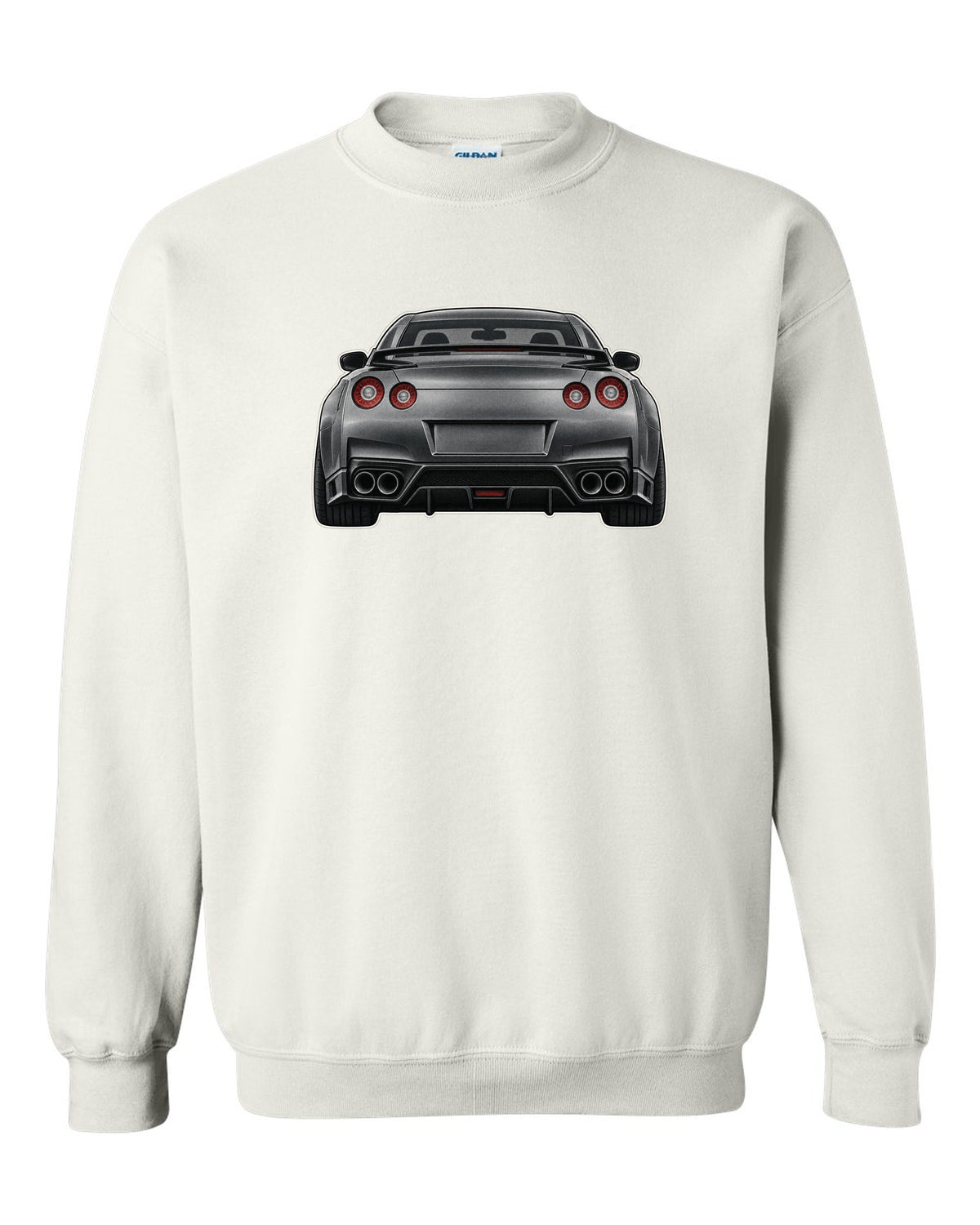 2023 Nissan Z Sport three-view drawing with spec table in warm grey white crewneck front view with the design