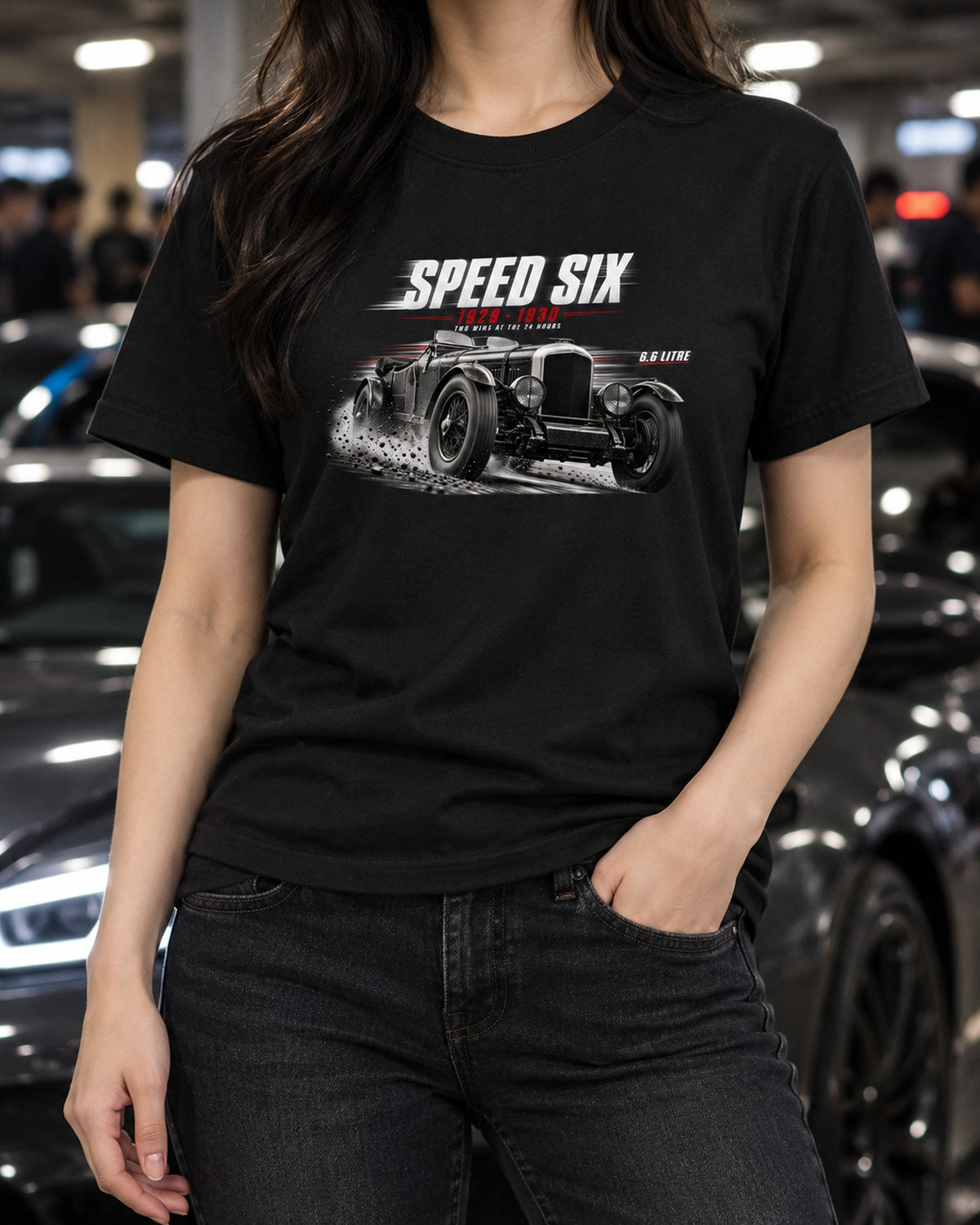Bentley Speed Six 6.6 Litre Le Mans Double Win Poster Tee T-Shirt Black worn hero