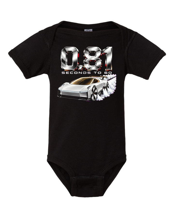 Tesla Roadster 0.81 Baby Onesie Black front
