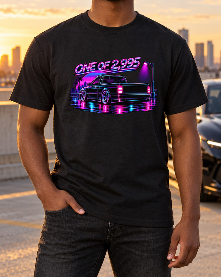 GMC Syclone Neon Streetlight Shirt, One of 2,995 Car Guy Gift T-Shirt Black worn hero