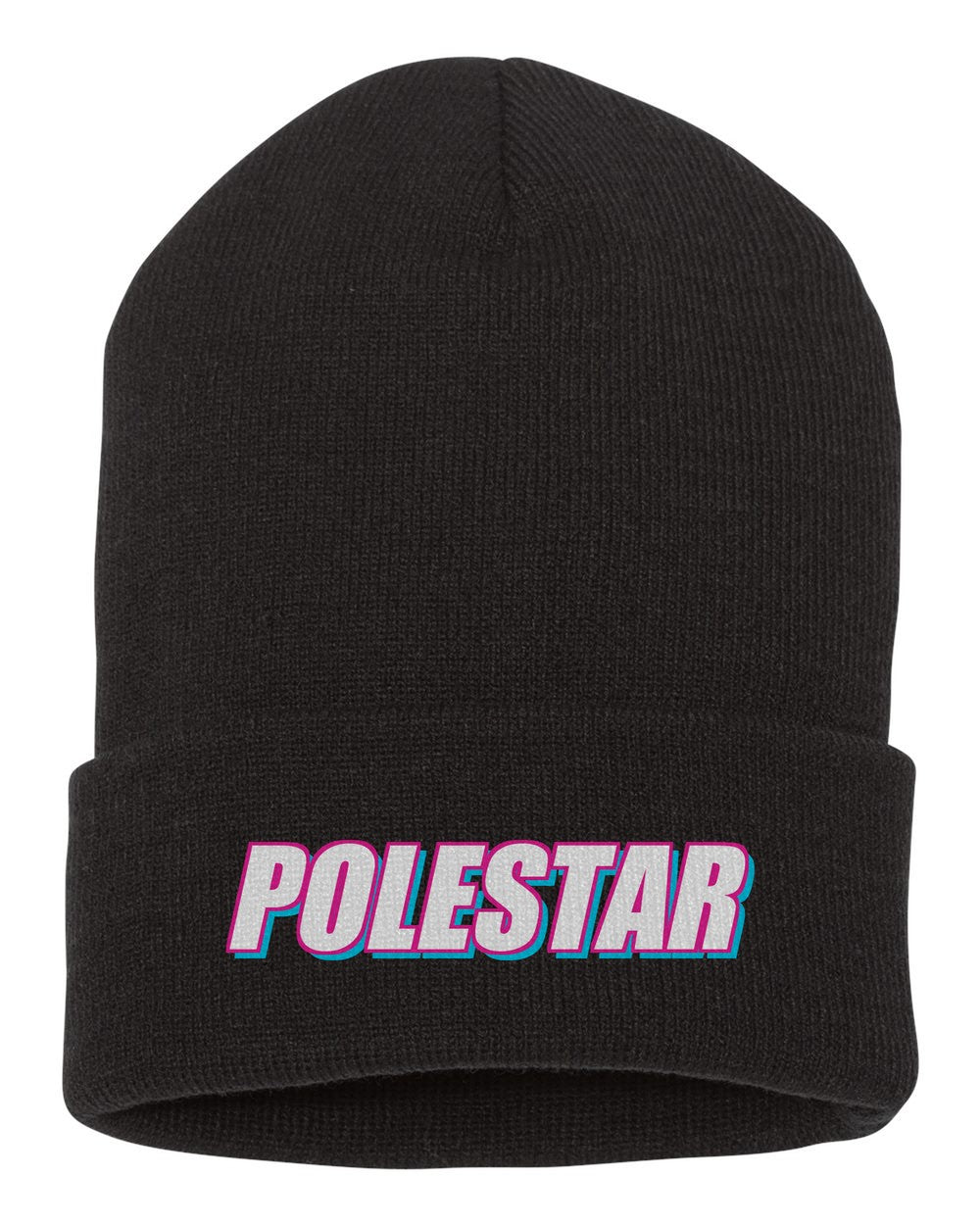 Polestar black beanie front view with car name