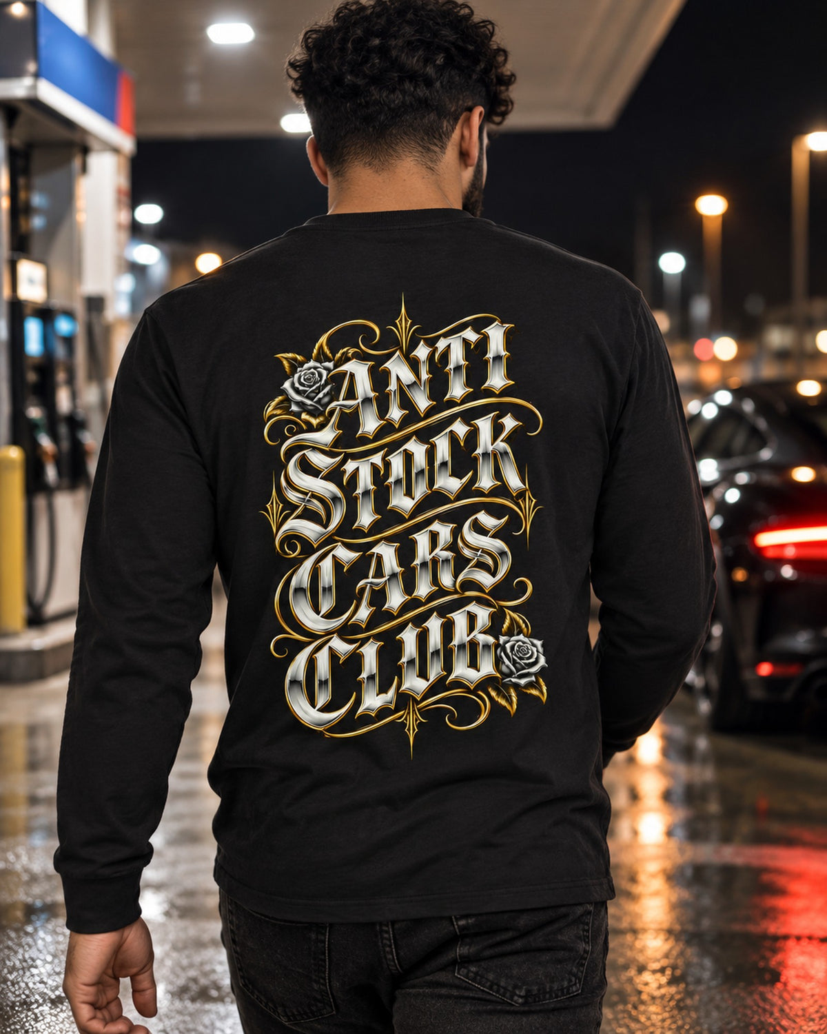 Anti Stock Cars Club Lowrider Script Shirt, Hoodie & More Long Sleeve Black worn hero