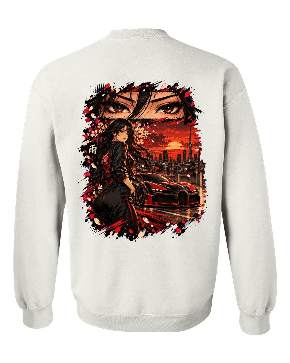 Bugatti Veyron Anime Girl Crewneck White back