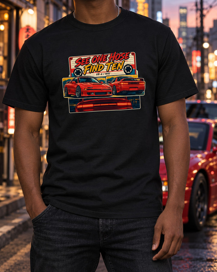 3000GT VR-4 Cassette J-Card Shirt, Twin Turbo Hoses, Car Guy Gift T-Shirt Black worn hero