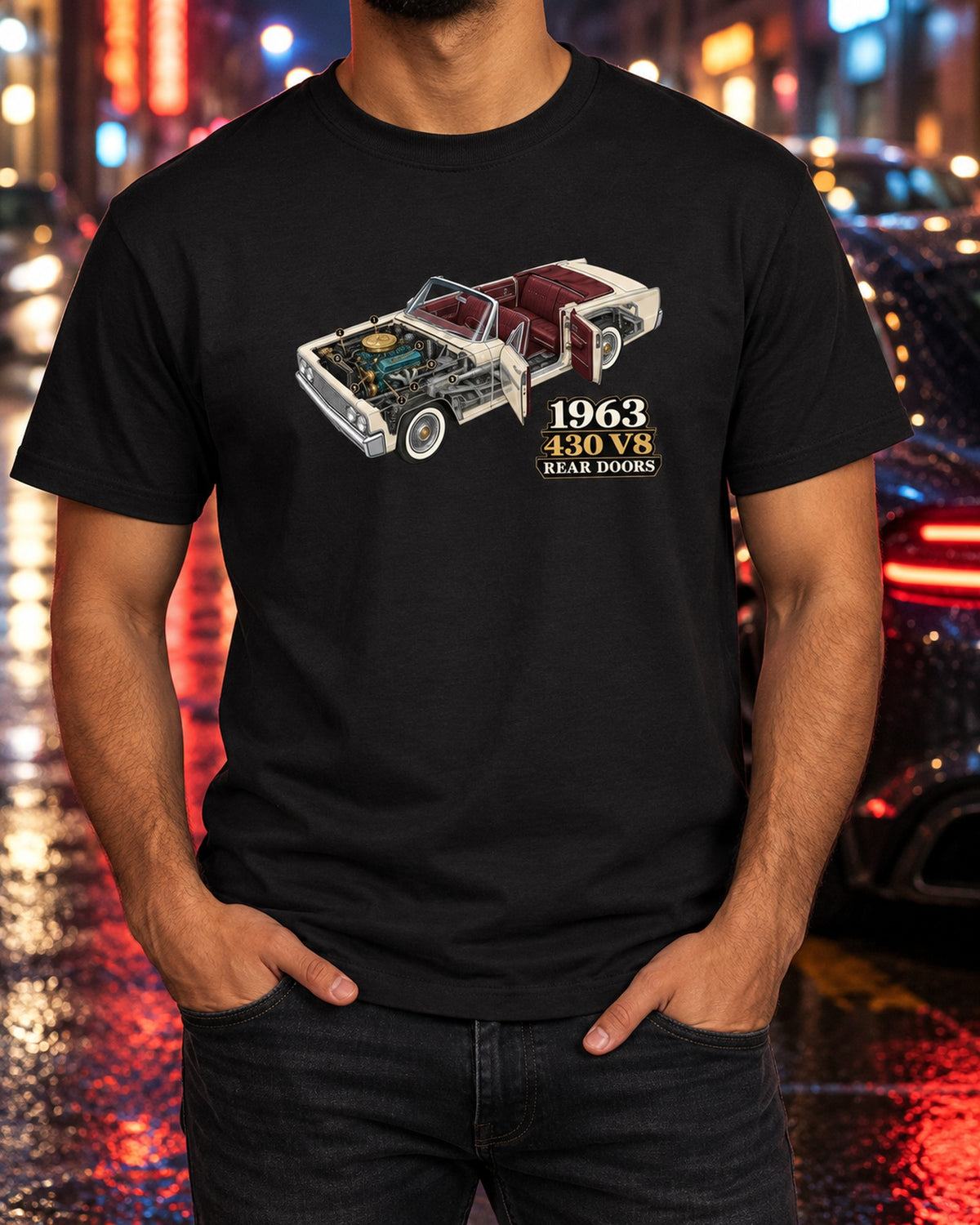 Lincoln Continental 1963 Cutaway Diagram Shirt T-Shirt Black worn hero