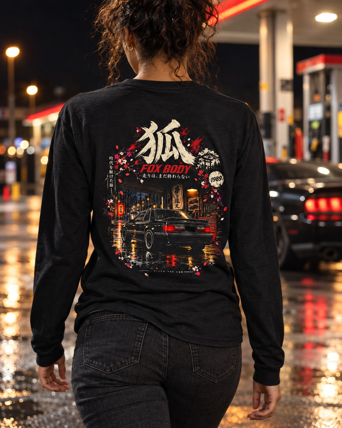 Ford Mustang Fox Body Night Run Shirt, Hoodie & More Long Sleeve Black worn hero