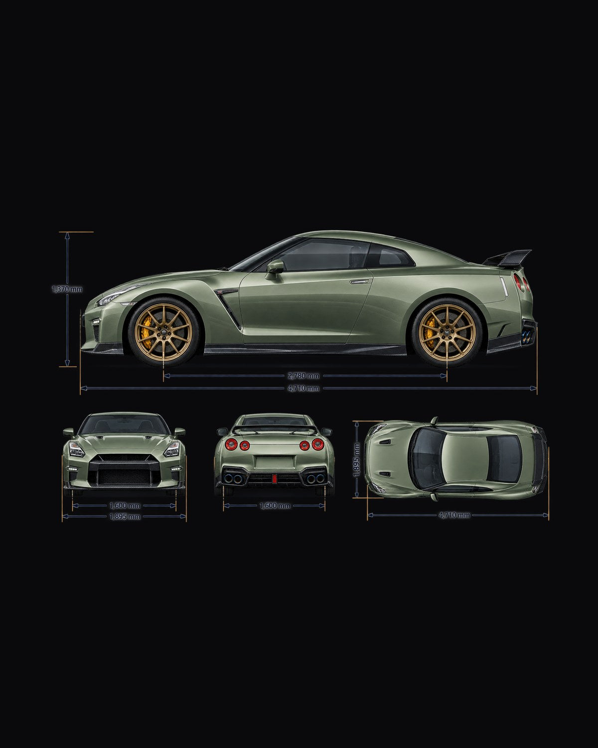 Nissan GT-R R35 Rear Halftone Shirt, Four Round Taillights Tee design only