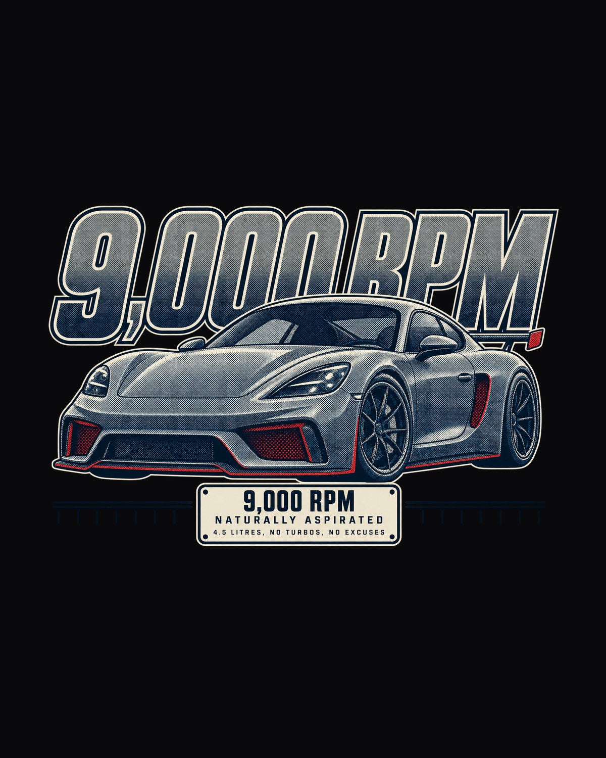 Ferrari 458 Speciale 9,000 RPM Halftone Shirt, NA V8 Tee design only