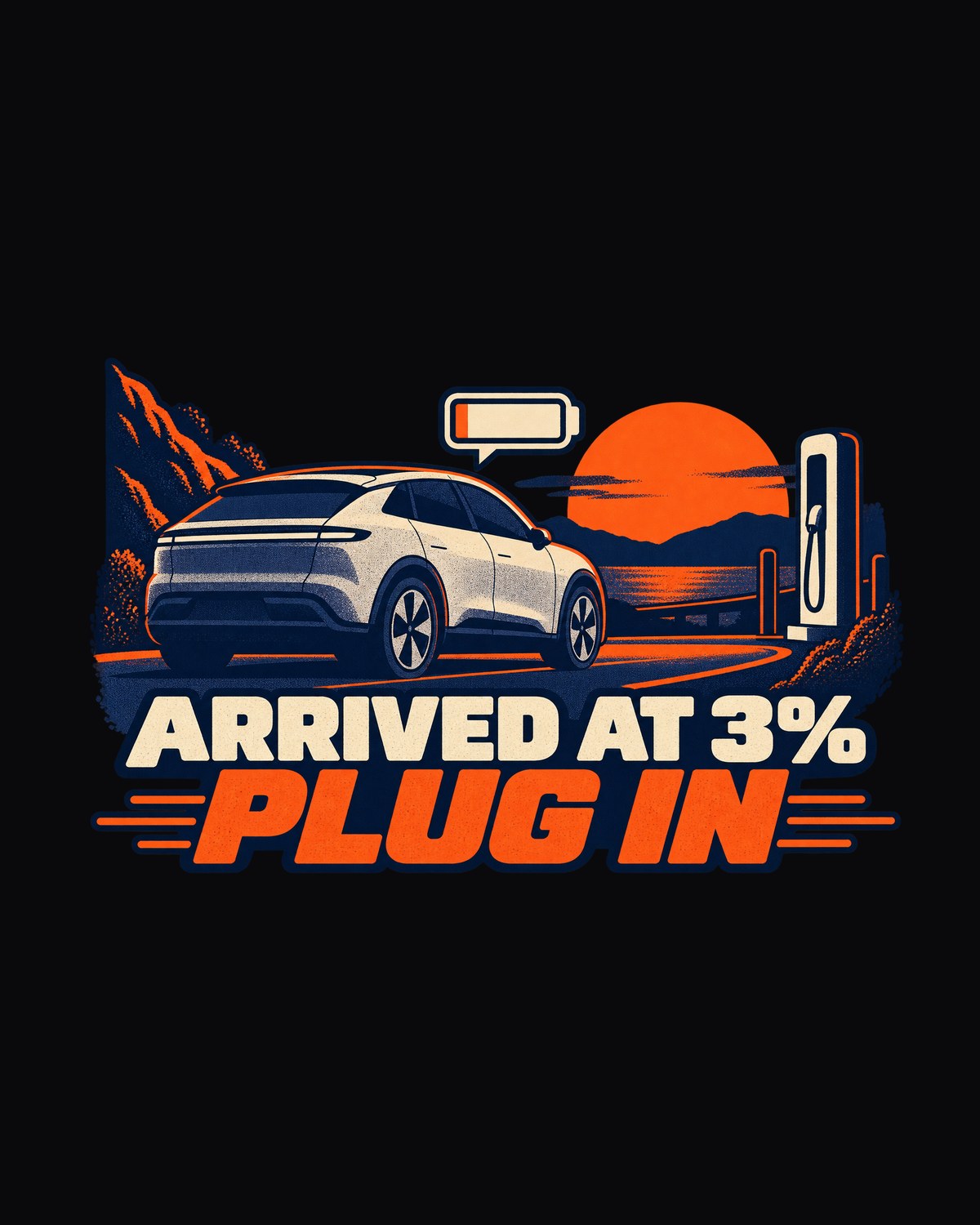 Arrived at 3% Tesla Model Y Juniper Risograph Duotone Shirt design only