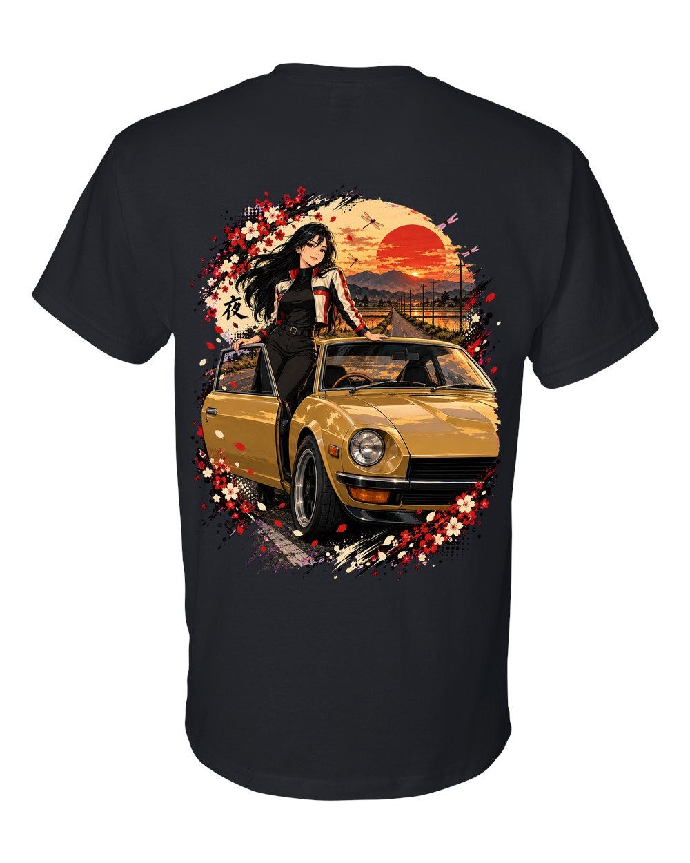 Datsun 240Z Anime Girl T-Shirt Black back