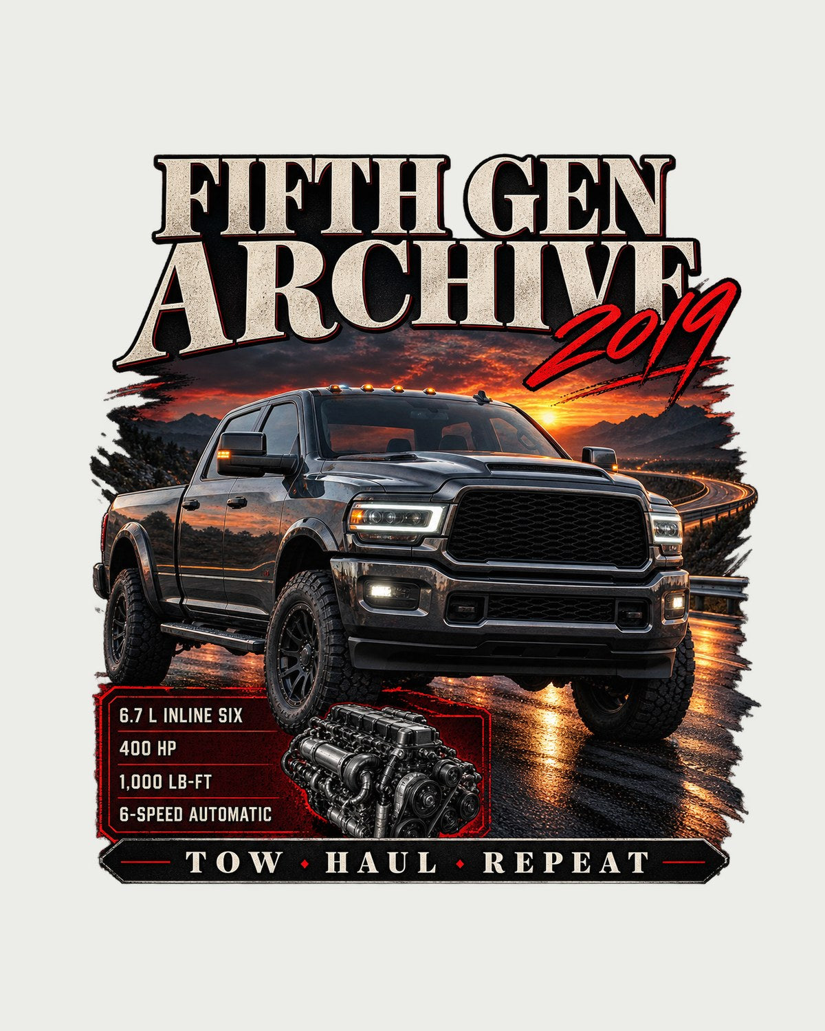 Ram 2500 HD 6.7 High Output Fifth Gen Archive Shirt, 2019-2024 design only