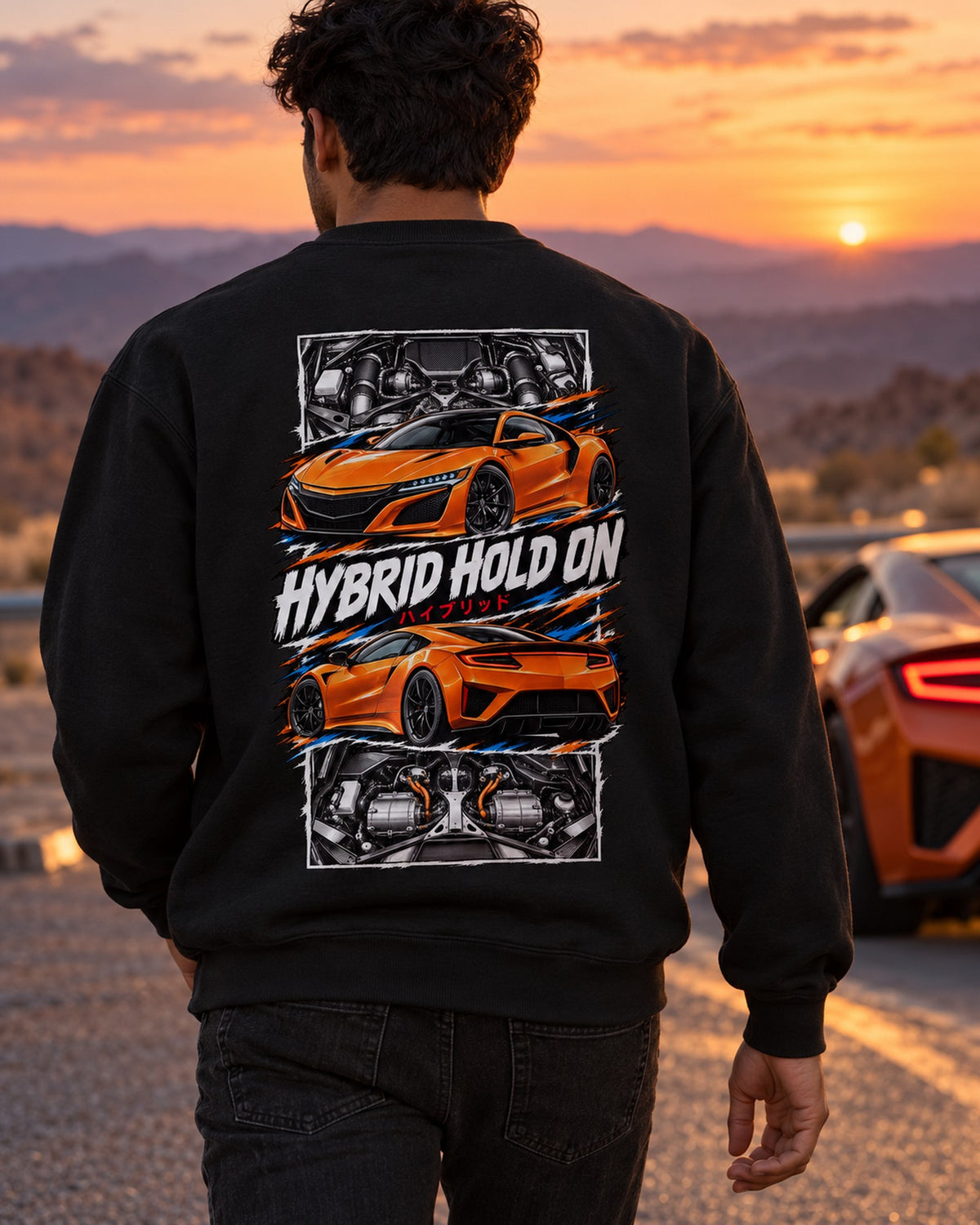 Acura NSX Nc1 Torn Poster Full-Back Graphic Tee Crewneck Black worn hero
